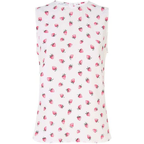 Equipment Lyle Strawberry Silk Tank Top Womens Extra Small White Sleeveless - Picture 5 of 6